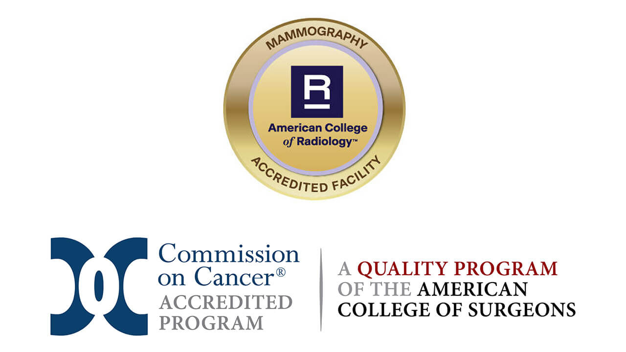 Mammography accredited logo and Commission on Cancer logo