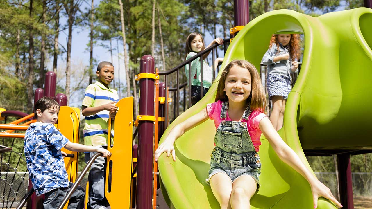 Kids playing on a playground