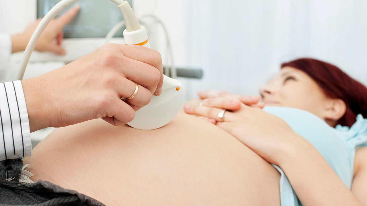 Pregnant woman getting an ultrasound