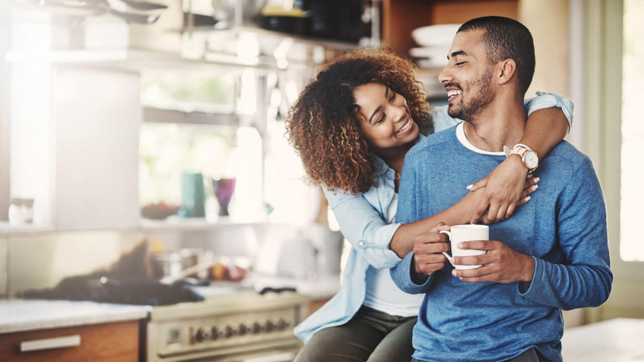 Young couple hugging