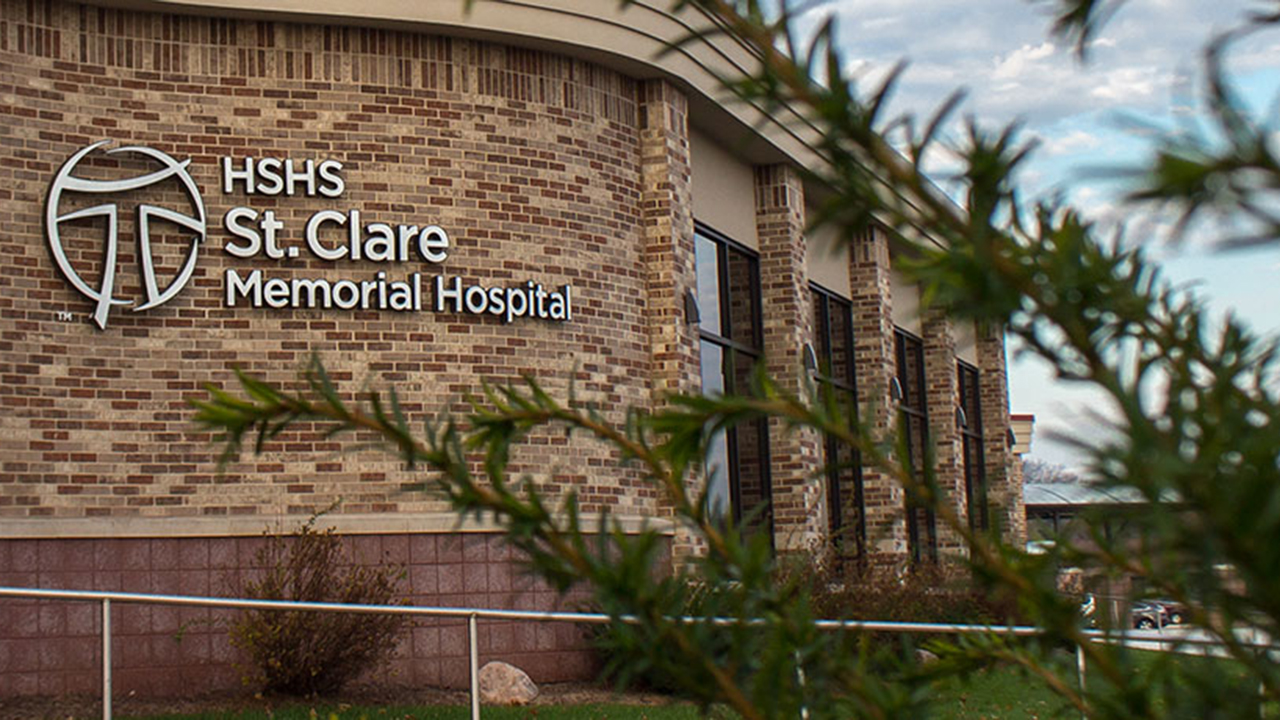 front of HSHS St. Clare Memorial Hospital