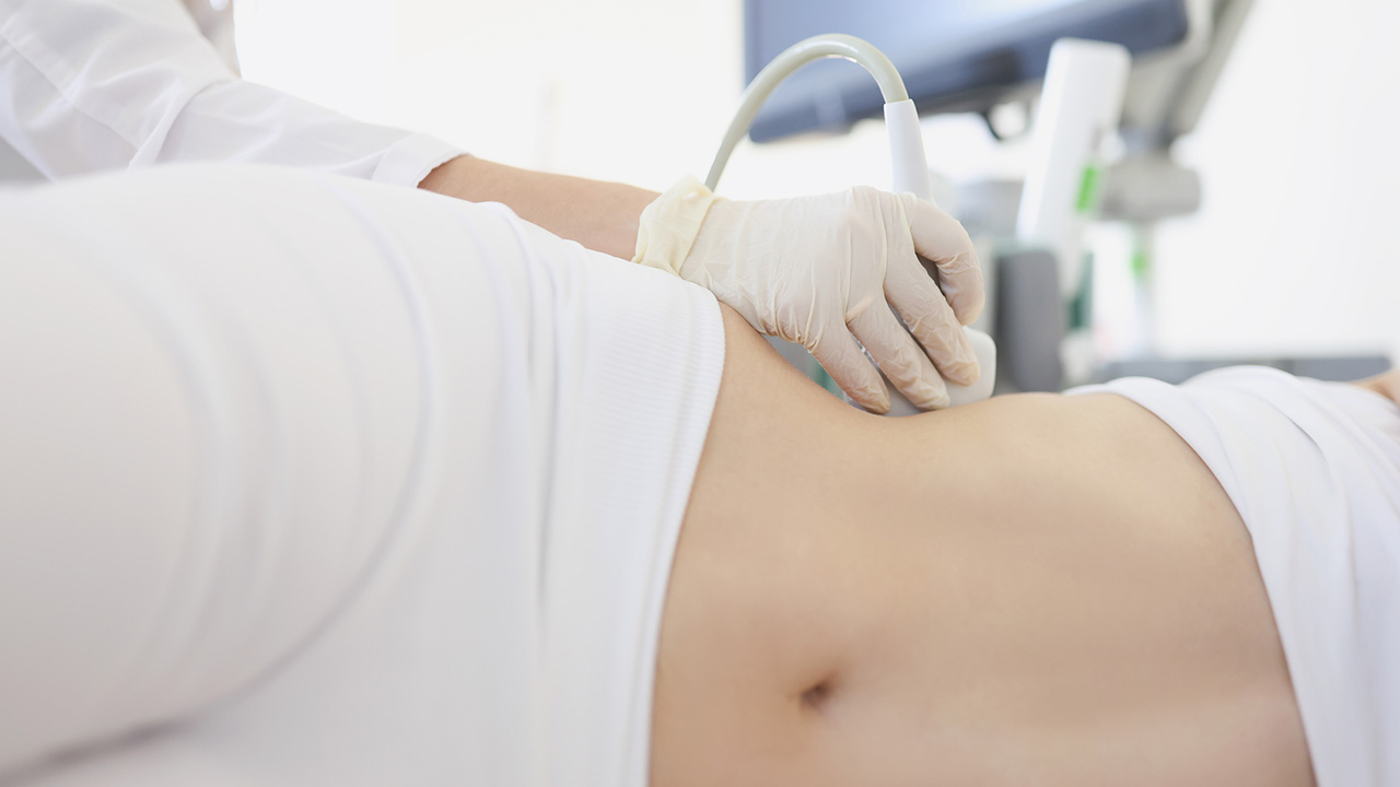 Ultrasound performed on a women's side
